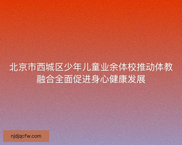 北京市西城区少年儿童业余体校推动体教融合全面促进身心健康发展